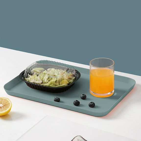 PVC Baking Fruit Tray, Food Grade Rectangular Serving Tray for Parties, Pink Blue Gray, 11.53x8.26x0.62in, Easy to Clean