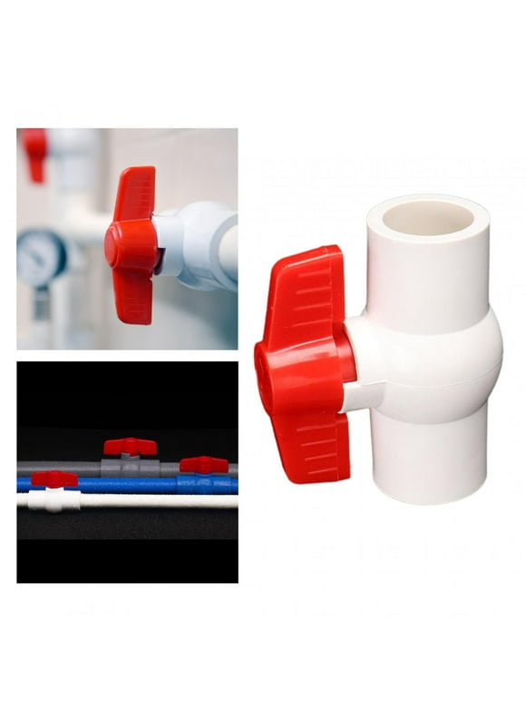 PVC Ball Red T Handle Water Shut Off Pipe Fitting Plumbing Fixtures for Water Treatment Sewage Pipes Aquaculture Irrigation System , white 20mm