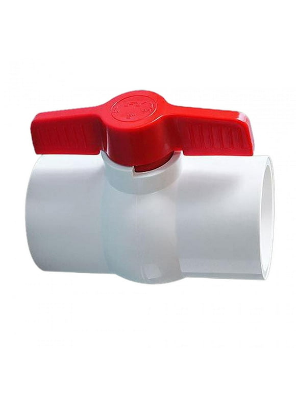 PVC Ball Red T Handle Water Shut Off Pipe Fitting Plumbing Fixtures for Water Treatment Sewage Pipes Aquaculture Irrigation System , white 32mm