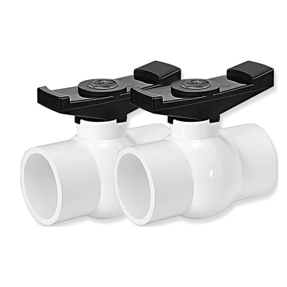 PVC Ball Valve 1-1/2 Inch, 150 PSI Full Flow Stop Valve With Double Socket For Swimming Pool, Sewage Pipe, Sprinkler Irrigation System, White, 2-Pack