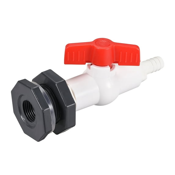 Uxcell Ball Valve Barb Barb Connector Spigot Kit G1/2 with Bulkhead Fitting Adapter Gray White Red for Water Tank