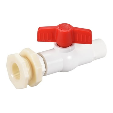 PVC Ball Valve Connector Spigot Kit G1/2 with Bulkhead Fitting Adapter White Red for Water Tank