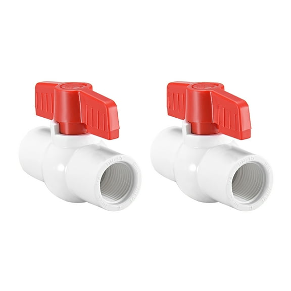 Ball Valve Water Pipe Threaded Ends 1/2" Inner Hole Dia Red White 2Pcs