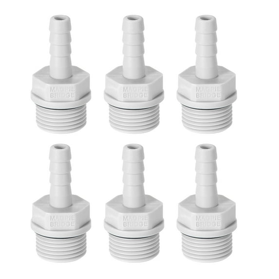 Unique Bargains Barb Hose Fittings Connector Adapter 10mm or 25/64" Barbed x 3/8" G Male 6Pcs 15/64" x G3/8