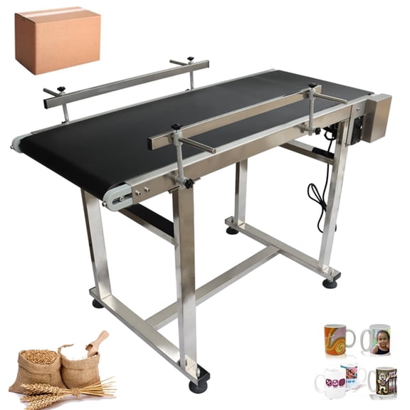 PVC Belt Conveyor Machine with Double Fence Industrial Conveyor Cargo Conveyor System 47.2*17.7"