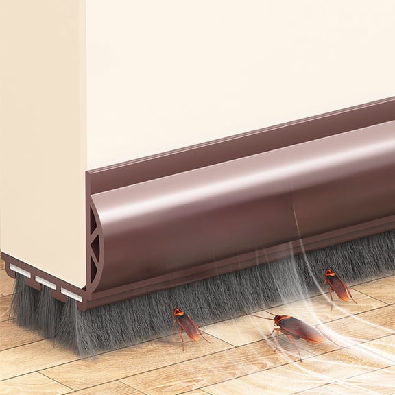 PVC Brush Style Self Adhesive Door Sweep Seal, Custom Length Dust Wind Noise Blocking Insulation Strip, No Drill Mount Weather Stripping for Home Apartment Interior Exterior Doors