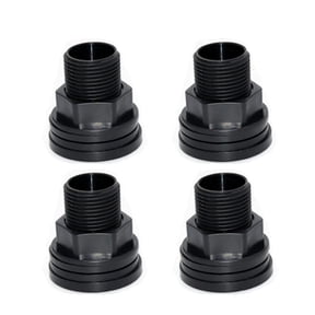 PVC Bulkhead Fitting Double Threaded Bulkhead Water Tank Connector for Rain Barrels, Aquariums, Water Tanks, Tubs, Pools, Spigot, Black(4 Pieces)