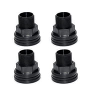 PVC Bulkhead Fitting Double Threaded Bulkhead Water Tank Connector for Rain Barrels, Aquariums, Water Tanks, Tubs, Pools, Spigot, Black4 Pieces