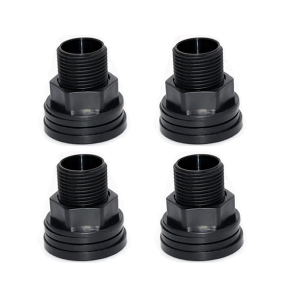 PVC Bulkhead Fitting Double Threaded Bulkhead Water Tank Connector for Rain Barrels, Aquariums, Water Tanks, Tubs, Pools, Spigot, Black(4 Pieces)
