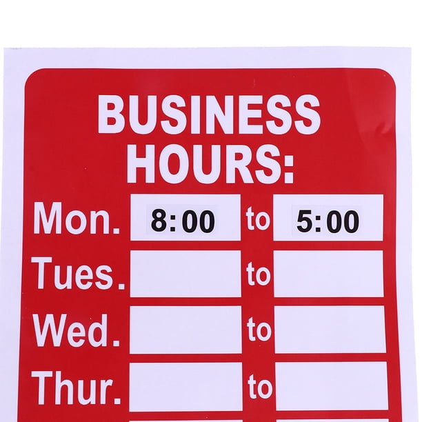 Exception Hours Sign PVC Business Hours Sign Adhesive with Number Sticker Store Office ...