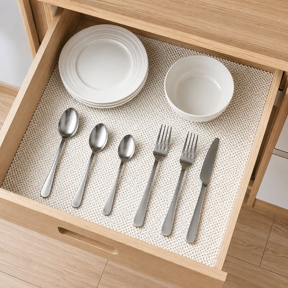 PVC Cabinet Mat for Shoe Cabinets, Drawers and Storage, Non-Slip Small Square Mesh Liner, Cut-to-Fit, Easy to Clean Plastic Organizer Mat