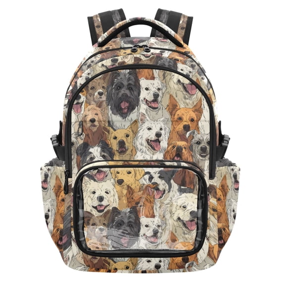 PVC Casual Backpack 25L Daypack with Laptop Compartment Lightweight Travel Backpack for Work Outdoor Activities A Large Group Of Dogs
