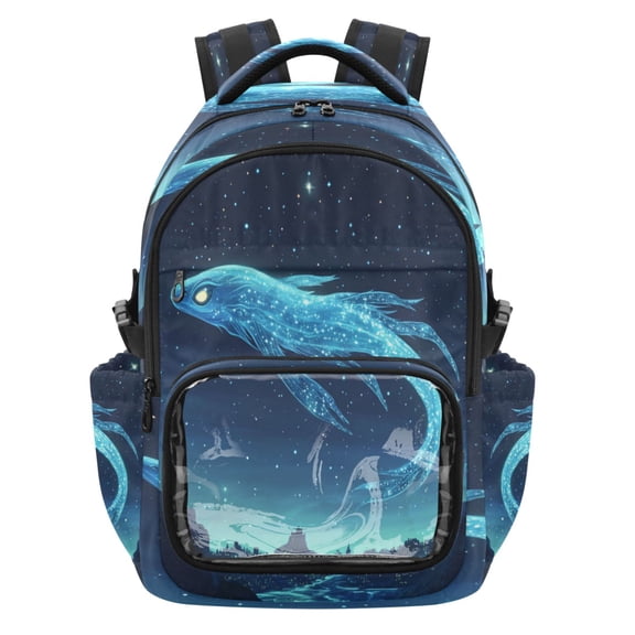 PVC Casual Backpack 25L Daypack with Laptop Compartment Lightweight Travel Backpack for Work Outdoor Activities Ancient Sea Creature