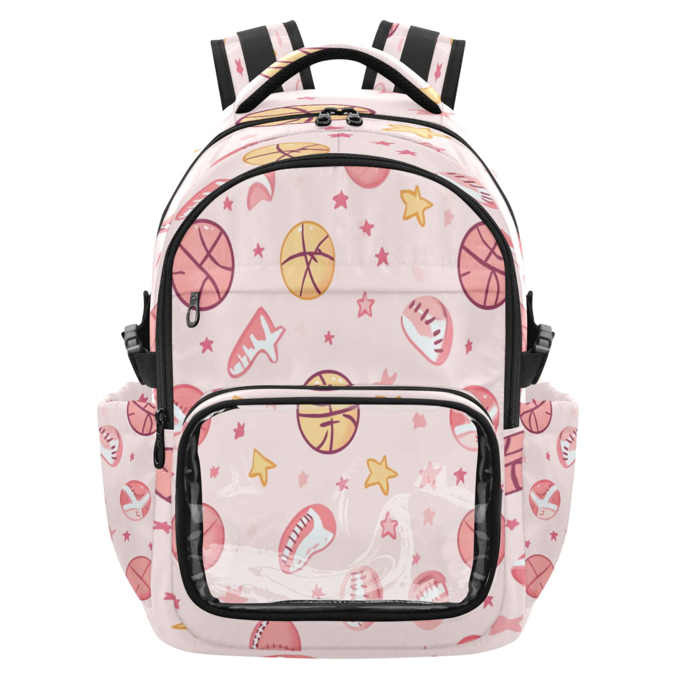 PVC Casual Backpack 25L Daypack with Laptop Compartment Lightweight Travel Backpack for Work Outdoor Activities Basketballs and Baseballs
