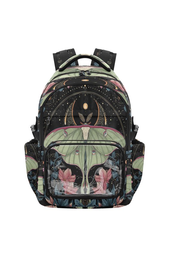 PVC Casual Backpack 25L Daypack with Laptop Compartment Lightweight Travel Backpack for Work Outdoor Activities Beautiful Moth