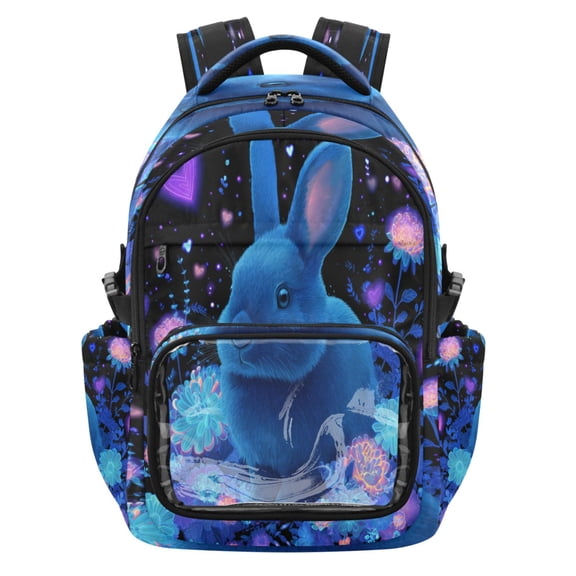PVC Casual Backpack 25L Daypack with Laptop Compartment Lightweight Travel Backpack for Work Outdoor Activities Blue Bunny