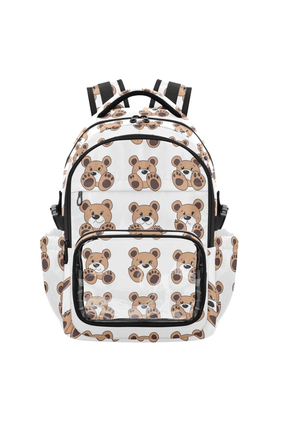 PVC Casual Backpack 25L Daypack with Laptop Compartment Lightweight Travel Backpack for Work Outdoor Activities Cartoon Teddy Bear