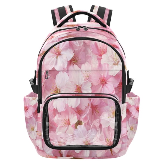 PVC Casual Backpack 25L Daypack with Laptop Compartment Lightweight Travel Backpack for Work Outdoor Activities Cherry Blossoms Pattern