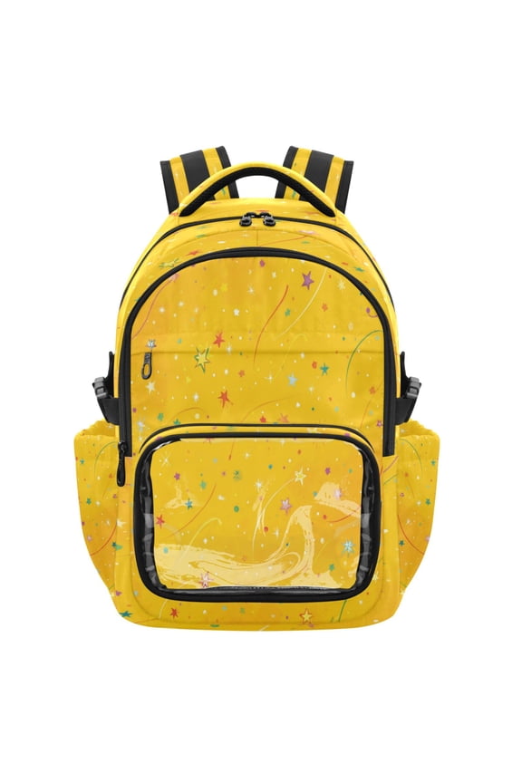 PVC Casual Backpack 25L Daypack with Laptop Compartment Lightweight Travel Backpack for Work Outdoor Activities Confetti and Stars Scattered