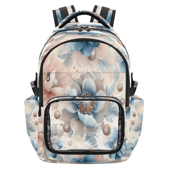 PVC Casual Backpack 25L Daypack with Laptop Compartment Lightweight Travel Backpack for Work Outdoor Activities Large Glitter Flowers