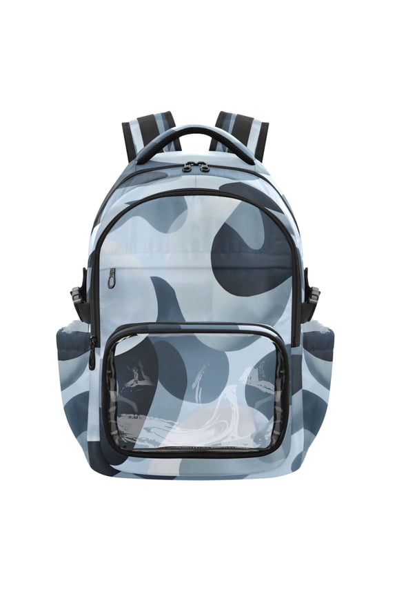 PVC Casual Backpack 25L Daypack with Laptop Compartment Lightweight Travel Backpack for Work Outdoor Activities Off-white Circular Pattern