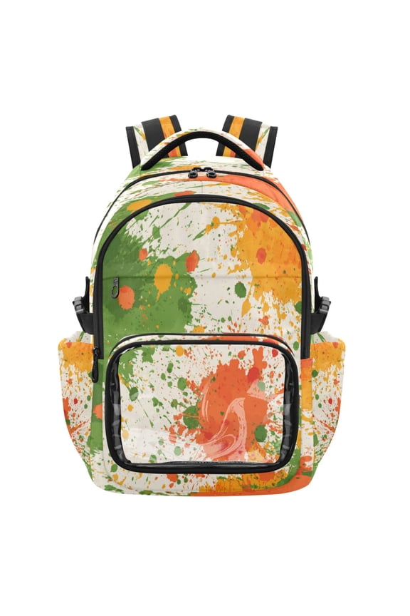 PVC Casual Backpack 25L Daypack with Laptop Compartment Lightweight Travel Backpack for Work Outdoor Activities Paint Splatter Pattern