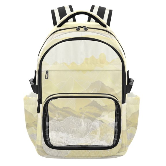 PVC Casual Backpack 25L Daypack with Laptop Compartment Lightweight Travel Backpack for Work Outdoor Activities Patterned Hills