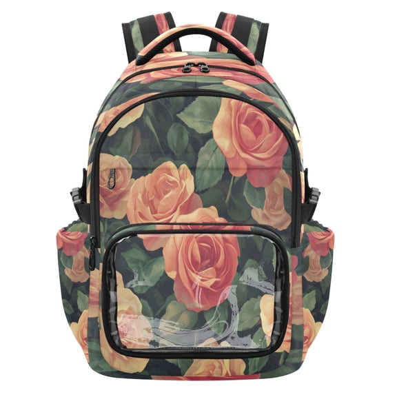 PVC Casual Backpack 25L Daypack with Laptop Compartment Lightweight Travel Backpack for Work Outdoor Activities Rose