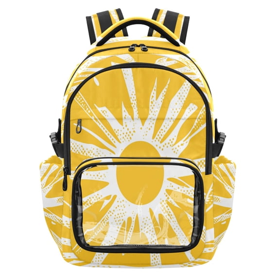 PVC Casual Backpack 25L Daypack with Laptop Compartment Lightweight Travel Backpack for Work Outdoor Activities Yellow Sun Rays