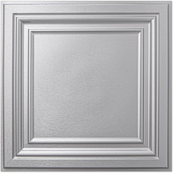 PVC Ceiling Tiles, 2'x2' Plastic Sheet in Argent Silver (12-Pack)