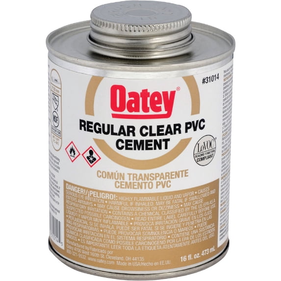 Oatey PVC Cement - Clear, Fast-Setting - 16 Oz