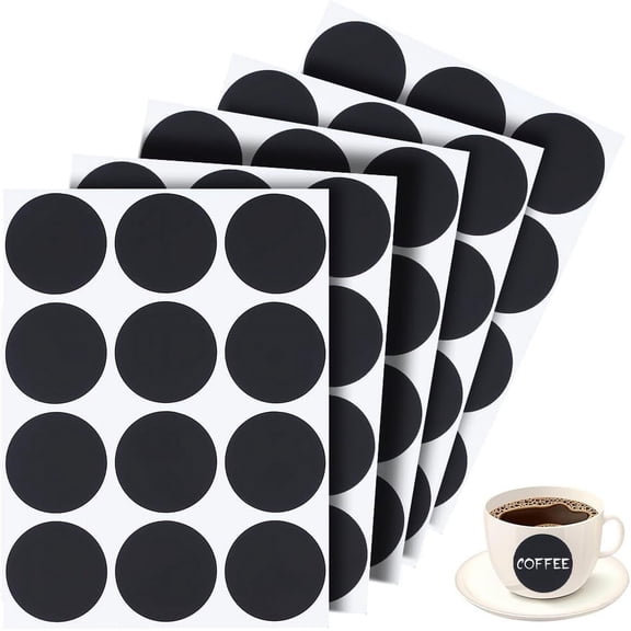 PVC Chalkboard Labels Blank Stickers Waterproof Reusable Blackboard Stickers for Pantry Jar Office and Home Kitchen Round 165x125x1mm
