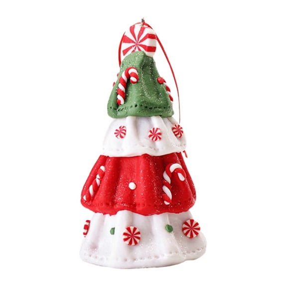 Christmas Mini Tree Little Angel Ornaments, 4 Designs Hanging Pendant, with String for Xmas Tree Mantel Home Party Decor