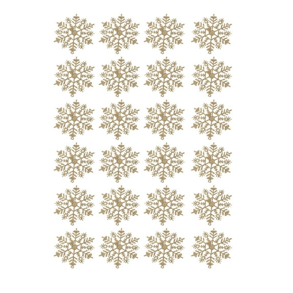 PVC Christmas Snowflake Ornaments Glitter Tree Decor Winter Wonderland Hanging Accents 4x4 Inch 24PC