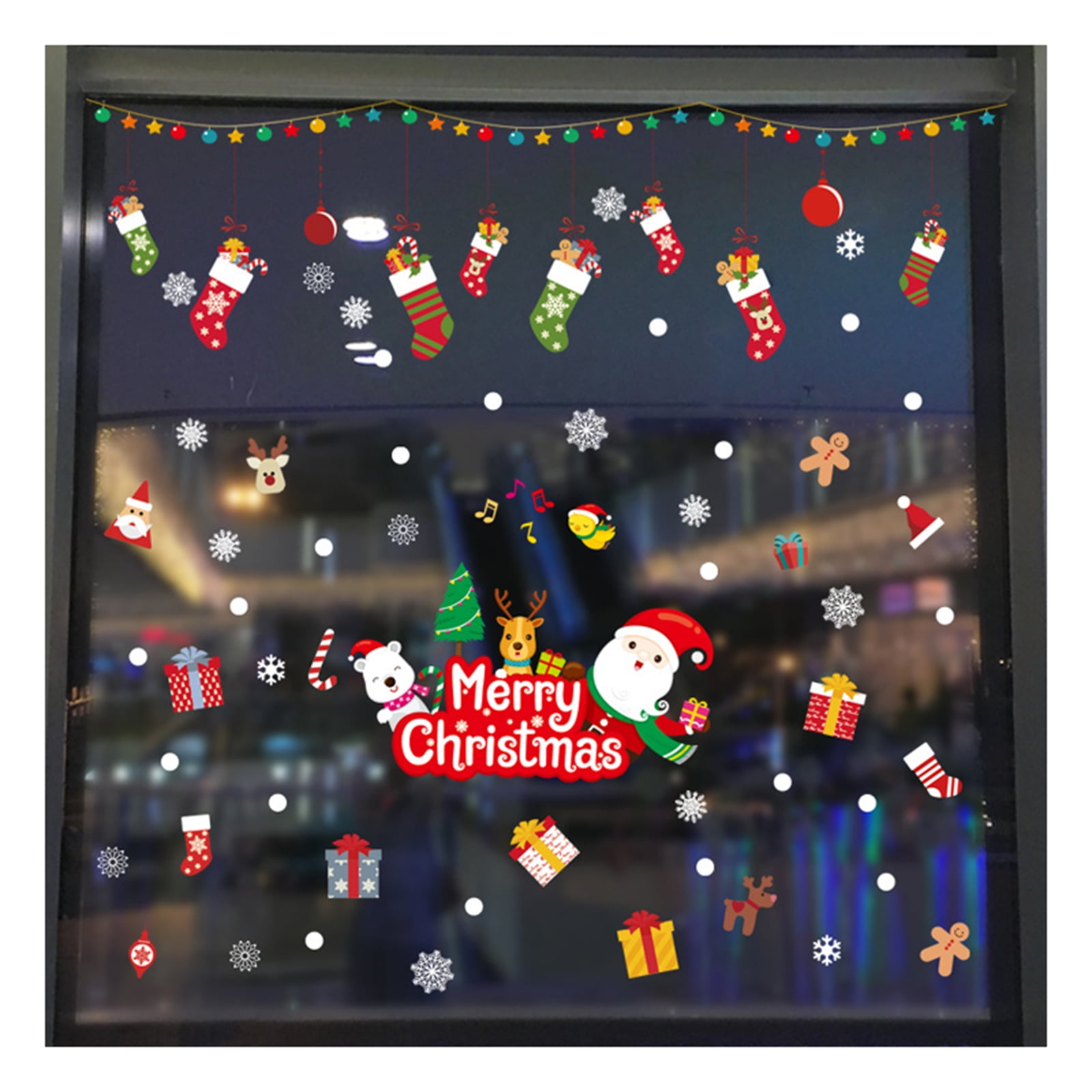 PVC Christmas Window Stickers Decals Glue Free Window Clings Party