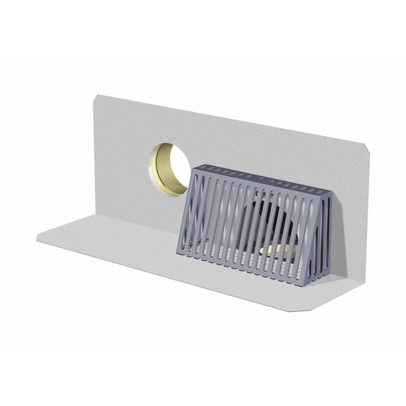 PVC Clad Stainless Steel Inside Wall Parapet Roof Drain with Overflow Fitting Size: 2" No Hub