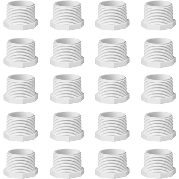 PVC Cleanout Plug 0.5 Inch Male Threaded End Cap Adaptor for Schedule 40 Pipe and Irrigation Systems 20 Pack