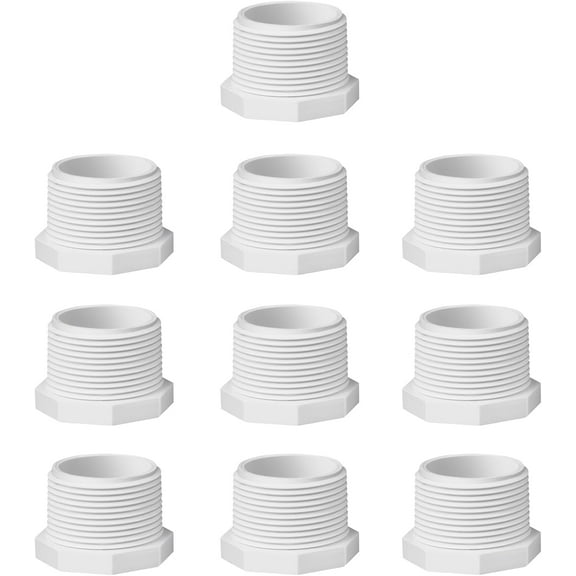 PVC Cleanout Plug 1 Inch Male Threaded End Cap Adaptor for Schedule 40 Pipe and Irrigation Systems 10 Pack
