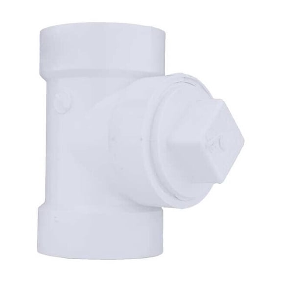 PVC Cleanout Tee with Plug, Hub x Hub x FNPT, 2 in Pipe Size 1CNX7