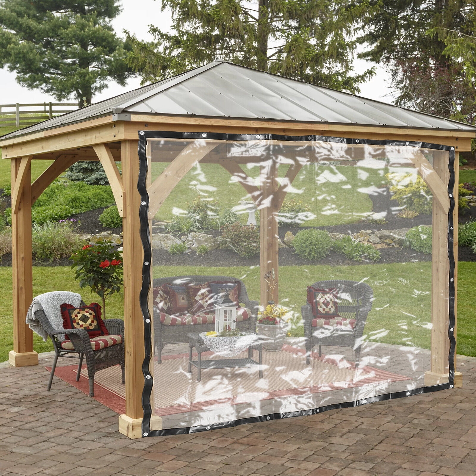 PVC Clear Awning Canopy Roll Up Patio Enclosure for Tent,Awning,Canopies,Curtain Black Rainproof