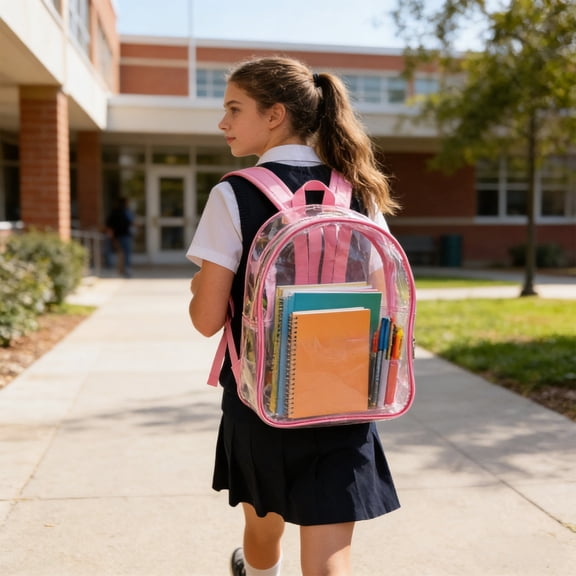 PVC Clear Backpack Stadium Approved Waterproof Lightweight See Through School Bag with Padded Shoulder Straps for Travel
