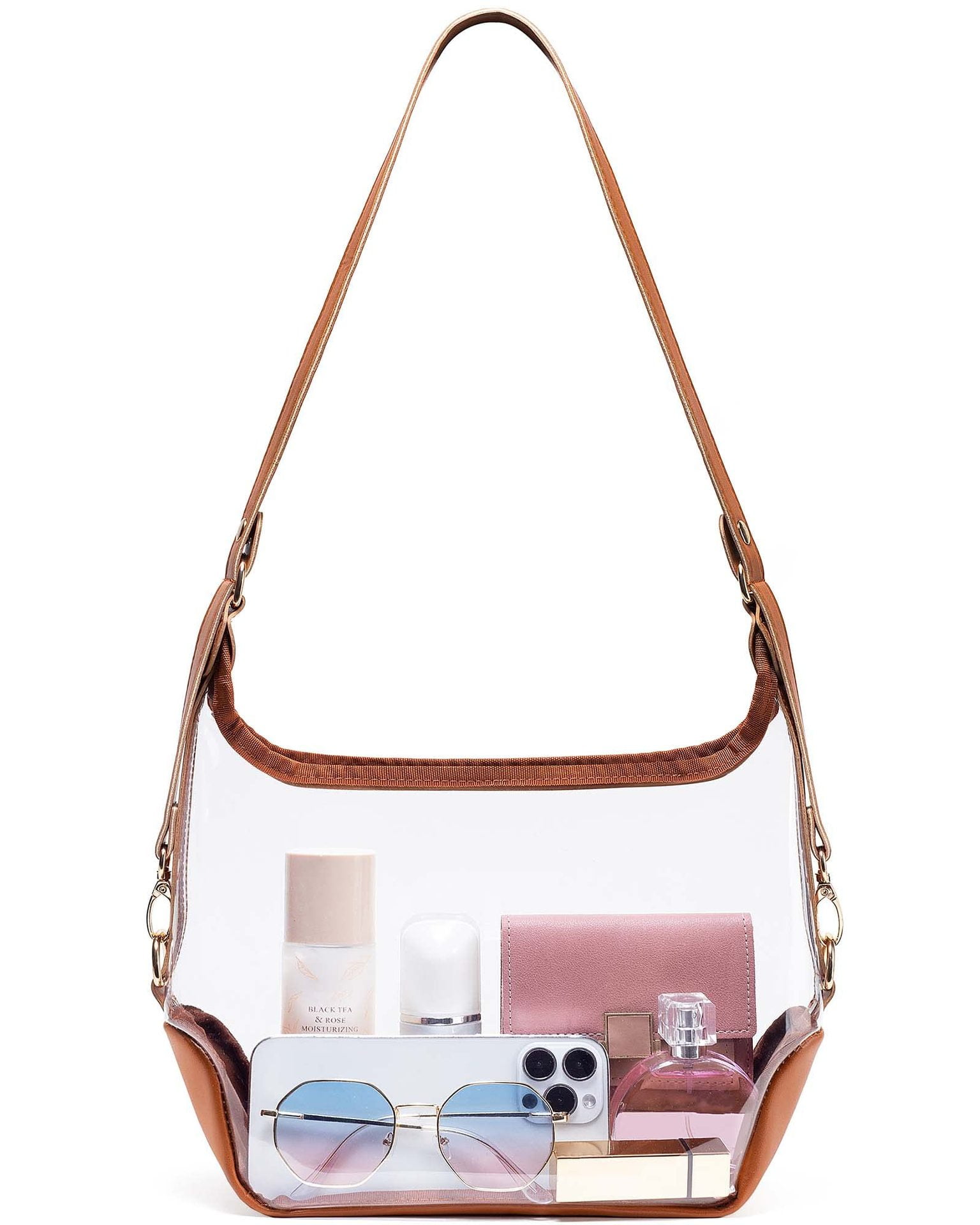 PVC Clear Crossbody Bag, Transparent Shoulder Purse Small Phone Handbag ...