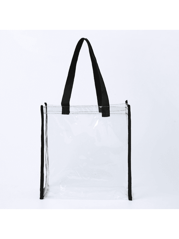 PVC Clear Tote Bag, Black, 30-Pack