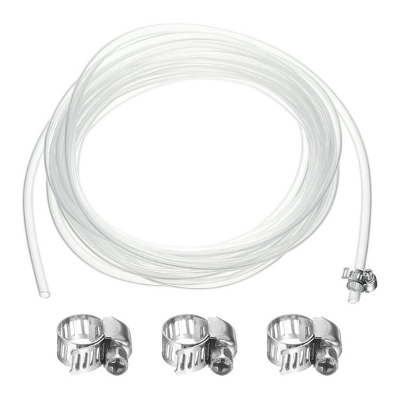 Silicone Tubing, 0.2" ID. 0.24" OD. 16.4 ft Length Tube with Clamps, Clear