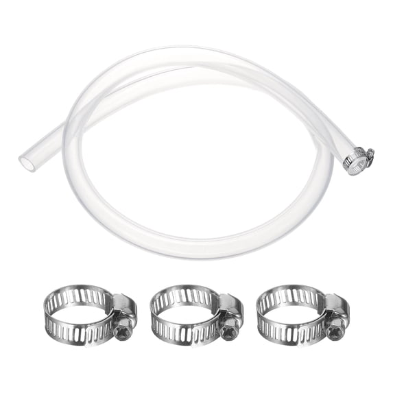 Silicone Tubing, 0.59" ID. 0.79" OD. 3.28 ft Length Tube with Clamps, Clear