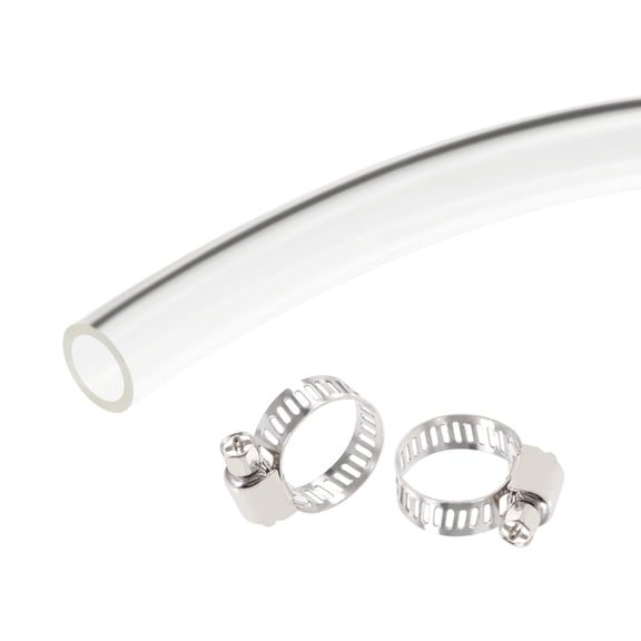 Uxcell Vinyl Tubing, Plastic Pipe Air Water Hose with Clamps 12mm x 16mm