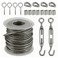 thumbnail image 1 of Tcwhniev PVC Coated 304 Stainless Steel Cable Rope Heavy Duty Turnbuckle Wire Tensioner Kit for Cable Railing, Garden Wire And Light Job（49ft）, 1 of 8
