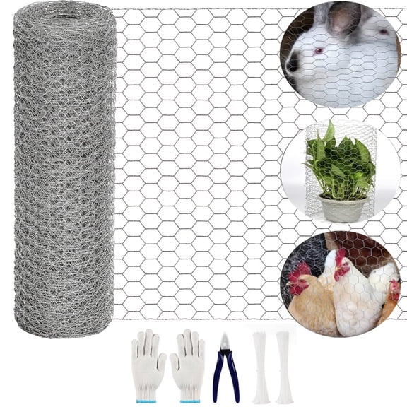 PVC Coated Chicken Wire for Crafts & Floral Arrangements - Flexible Hexagonal Wire Mesh, Rust Resistant, 1/2 Inch Mesh, Silver - 15.7in x 32.8ft Roll for Garden, Poultry Fencing