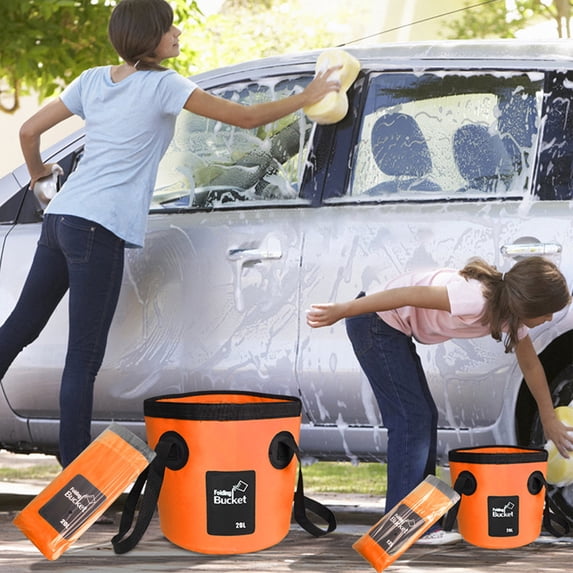 PVC Collapsible Fishing Bucket, Space Saving Portable Foldable Water Storage Container, Lightweight Large Capacity Water Pail for Camping Hiking Gardening Car Wash RV Travel Outdoor Basin