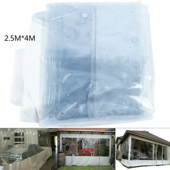 PVC Commercial Home Clear Awning Canopy Enclosure Waterproof Curtain Durable 8*13FT Waterproof Commercial PVC Transparent Awning Canopy PVC Curtain Tent Waterproof Transparent PVC Rain Cloth Outdoor